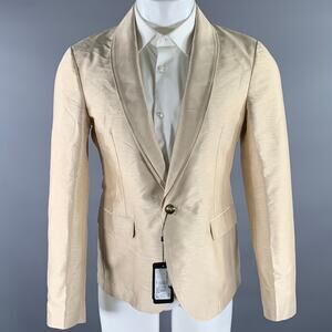 EMPORIO ARMANI Size 36 Gold Polyester Silk Shawl Lapel Sport Coat